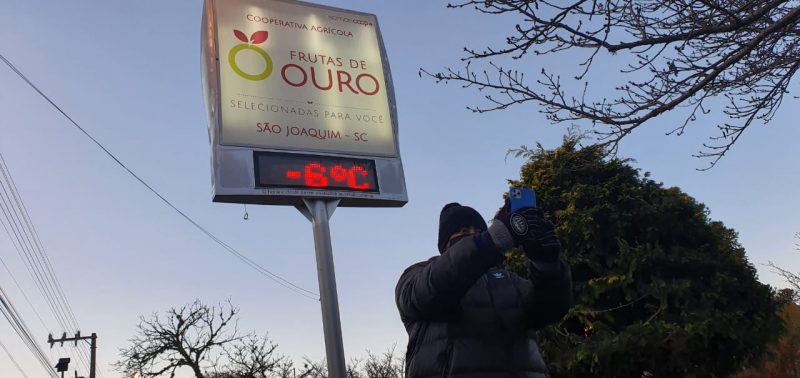 In São Joaquim, a street thermometer registered -6 ° C.  - Mycchel Legnaghi / Press Release / ND