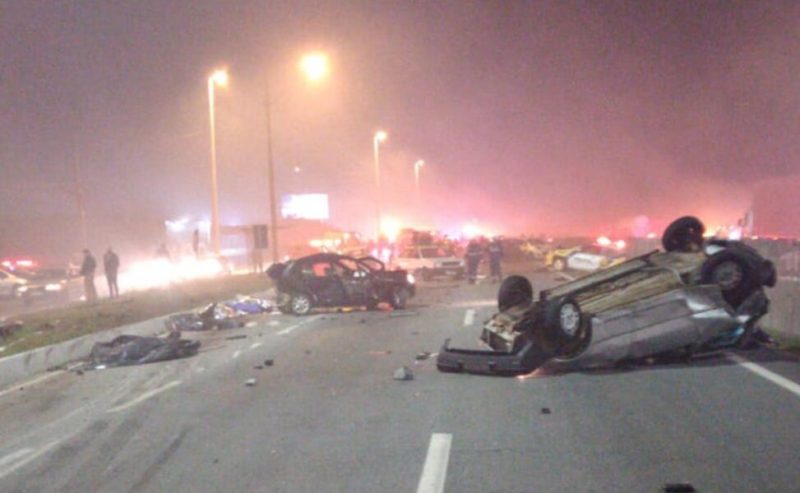 Foram contabilizados 22 veículos envolvidos no acidente, em São José dos Pinhais &#8211; Foto: Divulgação/ND