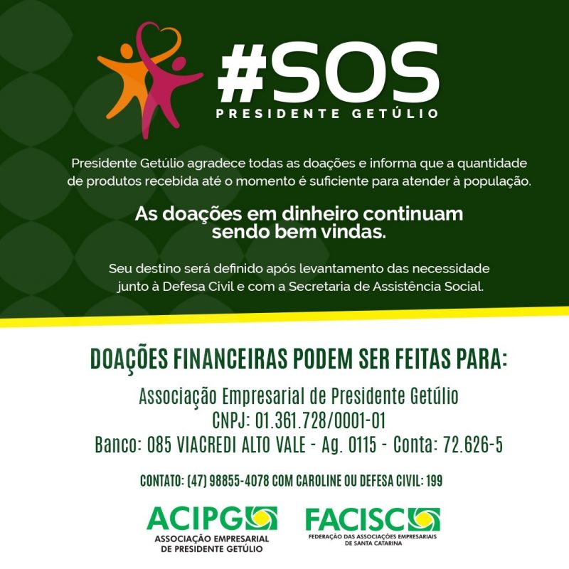 Conta criada para receber doações voltadas aos atingidos pela enxurrada &#8211; Foto: ACIPG/Divulgação