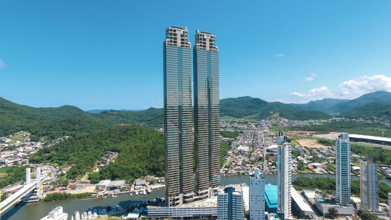 YACHTHOUSE by Pininfarina: com duas torres de 281 metros de altura cada, o empreendimento da Pasqualotto & GT ocupa o primeiro lugar no ranking de edifcios (com a estrutura j pronta) mais altos do Brasil  Foto: Pasqualotto>/Divulgao